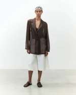 ALYSI GIACCA IN CHIFFON colore cioccolato