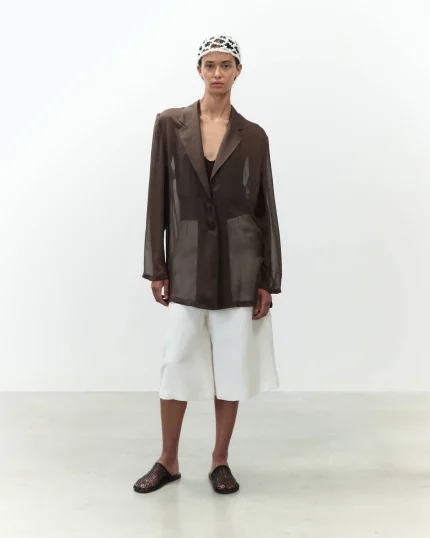 ALYSI GIACCA IN CHIFFON colore cioccolato