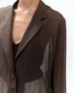 ALYSI GIACCA IN CHIFFON colore cioccolato