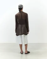 ALYSI GIACCA IN CHIFFON colore cioccolato