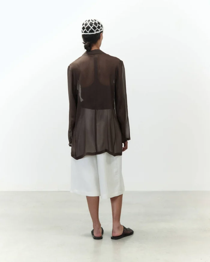 ALYSI GIACCA IN CHIFFON colore cioccolato