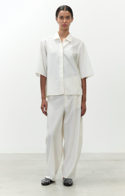 ALYSI CAMICIA TELA DI SETA CROPPED colore latte