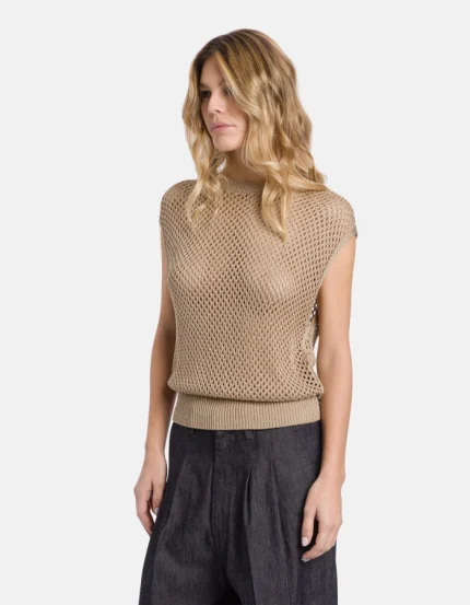 DONDUP Gilet girocollo regular in cordonetto traforato