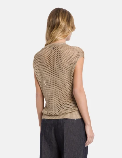 DONDUP Gilet girocollo regular in cordonetto traforato