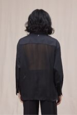 DONDUP Camicia over in gabardina tinto filo colore nero