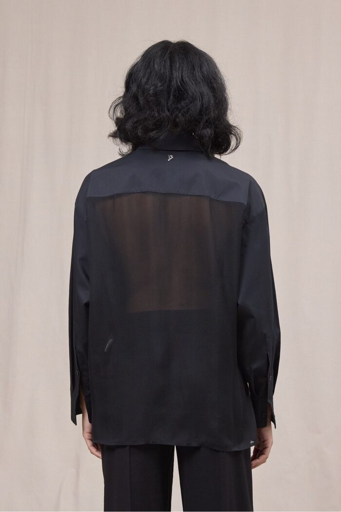 DONDUP Camicia over in gabardina tinto filo colore nero