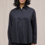 DONDUP Camicia over in gabardina tinto filo colore nero