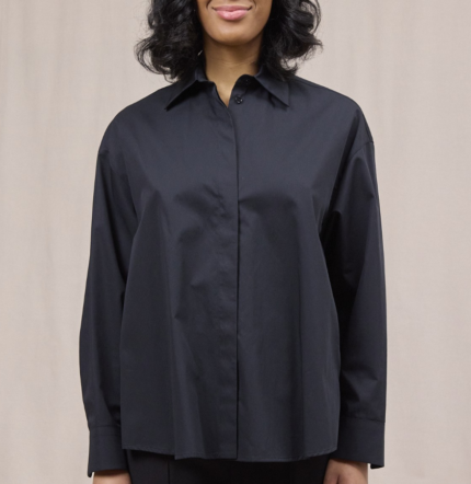 DONDUP Camicia over in gabardina tinto filo colore nero