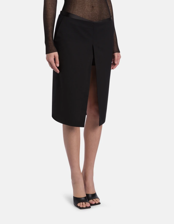 11594 DONDUP Gonna corta in gabardina colore nero