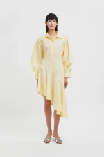 Weili Zheng Abito midi in popeline colore banana