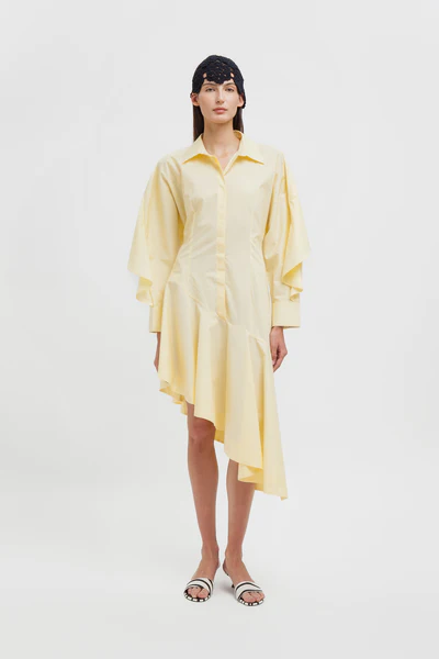 Weili Zheng Abito midi in popeline colore banana