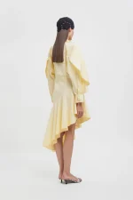 Weili Zheng Abito midi in popeline colore banana