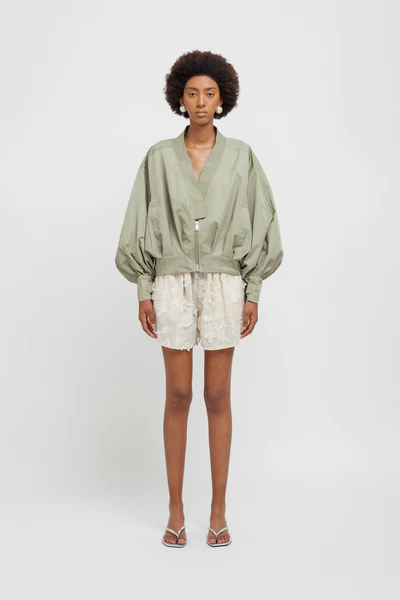 Weili Zheng Bomber in nylon colore SAGE GREEN