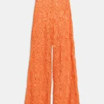 Weili Zheng Pantapalazzo in pizzo macrame' colore arancio