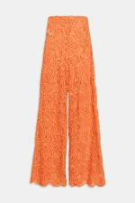 Weili Zheng Pantapalazzo in pizzo macrame' colore arancio