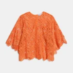 Weili Zheng top in pizza macramè colore arancio