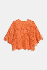 Weili Zheng top in pizza macramè colore arancio