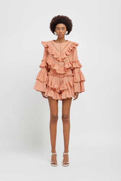 Weili Zheng Blusa boho colore corallo