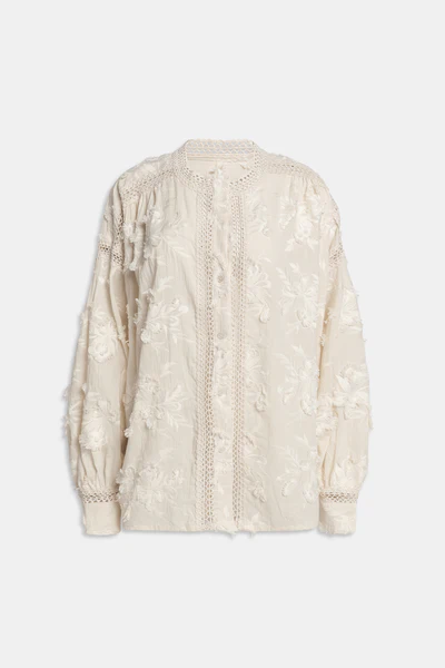 Weili Zheng Camicia in mussola ricamata colore bianco