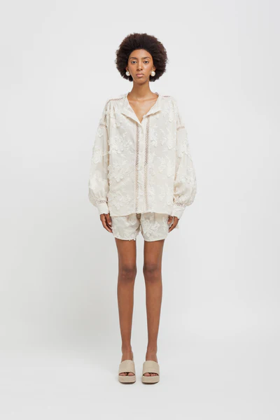 Weili Zheng Camicia in mussola ricamata colore bianco