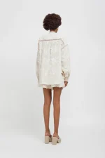 Weili Zheng Camicia in mussola ricamata colore bianco