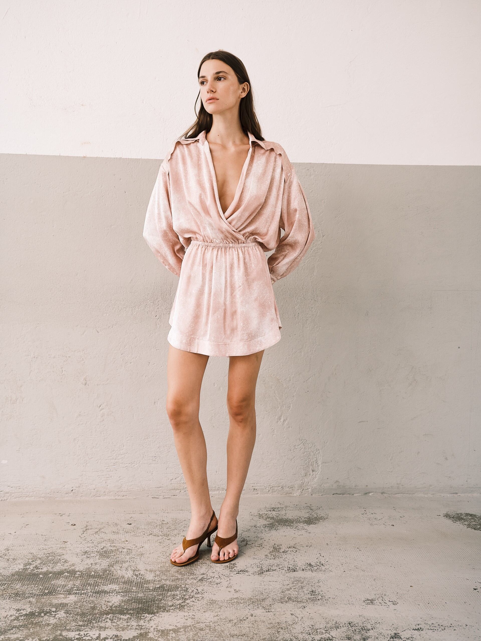 12056 8PM Abito corto Pechino colore tie dye Rosa