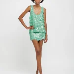 Weili Zheng Tank top in paillettes verde acqua