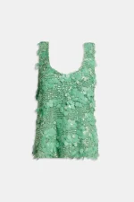 Weili Zheng Tank top in paillettes verde acqua