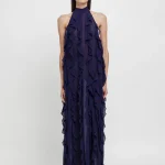 Weili Zheng Abito halter in crepe blu