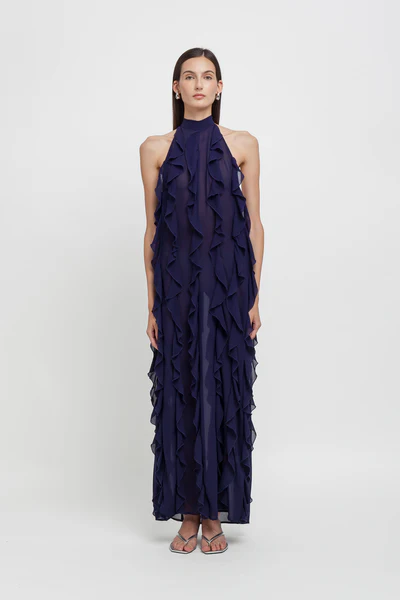 Weili Zheng Abito halter in crepe blu