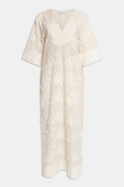Weili Zheng Caftano in mussola ricamata bianco