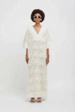 Weili Zheng Caftano in mussola ricamata bianco