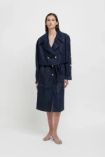 Weili Zheng Trench crop denim