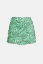 Weili Zheng Minigonna in paillettes verde acqua