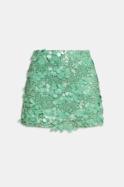 Weili Zheng Minigonna in paillettes verde acqua