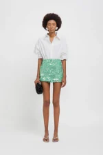 Weili Zheng Minigonna in paillettes verde acqua