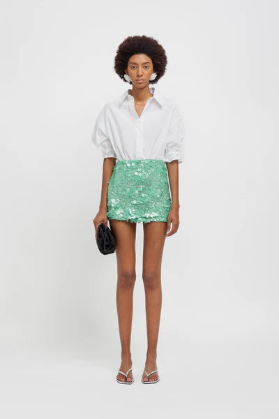 Weili Zheng Minigonna in paillettes verde acqua