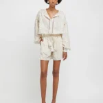 Weili Zheng Shorts in mussola ricamata bianco