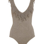 Simona Corsellini Body in maglia con scollo profondo beige gold