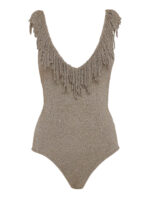 Simona Corsellini Body in maglia con scollo profondo beige gold