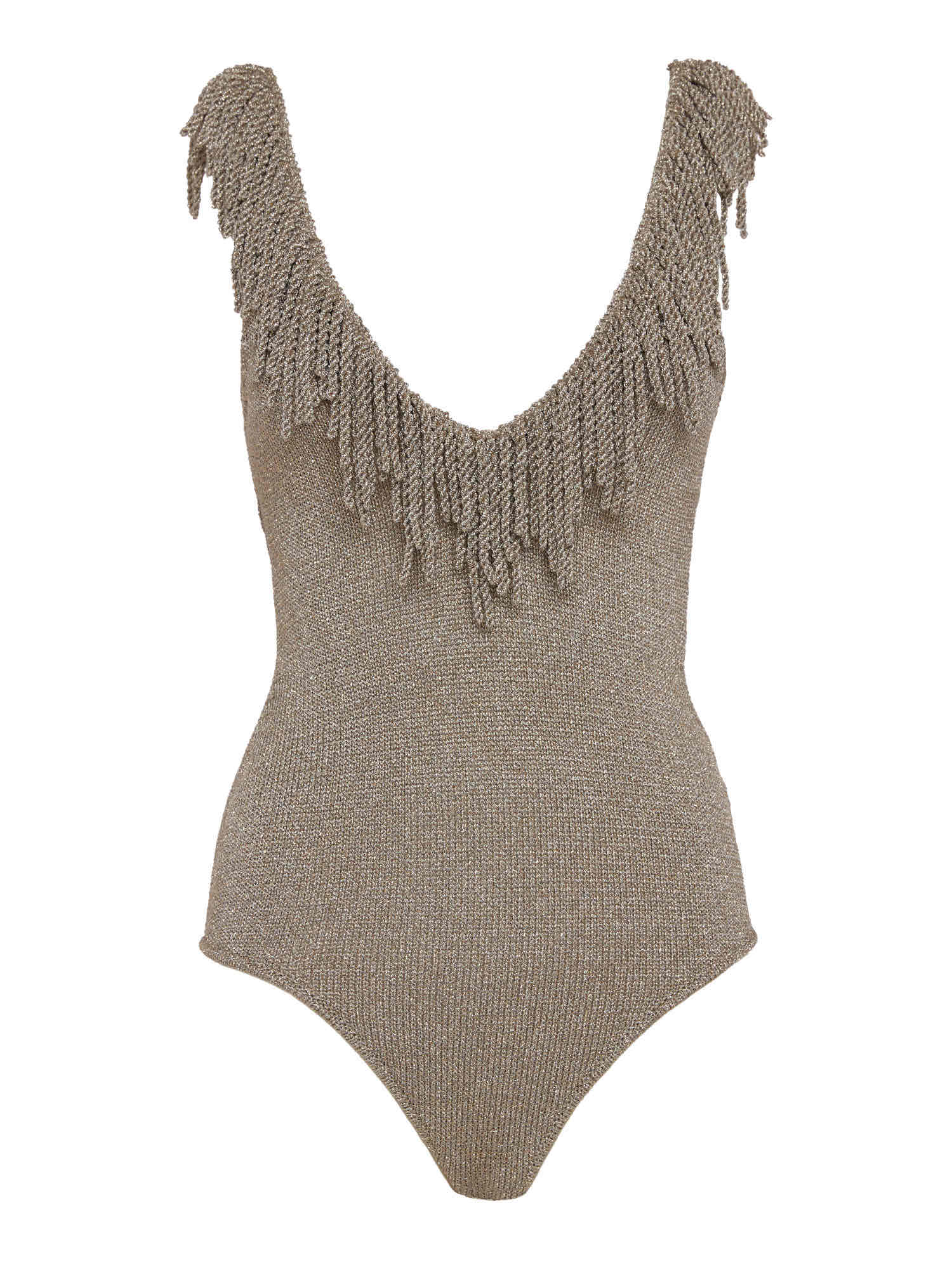 11825 Simona Corsellini Body in maglia con scollo profondo beige gold