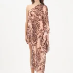 Simona Corsellini Abito asimmetrico rosa da donna con fantasia floreale