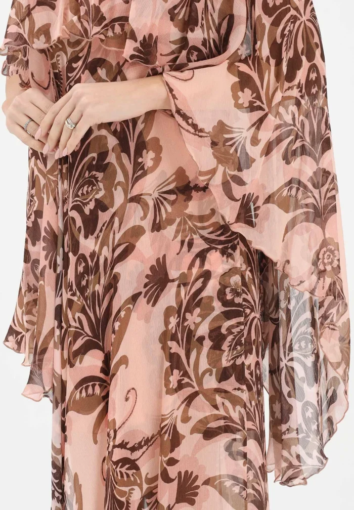 Simona Corsellini Abito asimmetrico rosa da donna con fantasia floreale