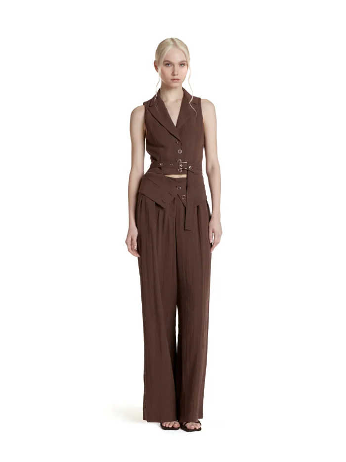 Simona Corsellini top con rever marrone