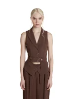 Simona Corsellini top con rever marrone