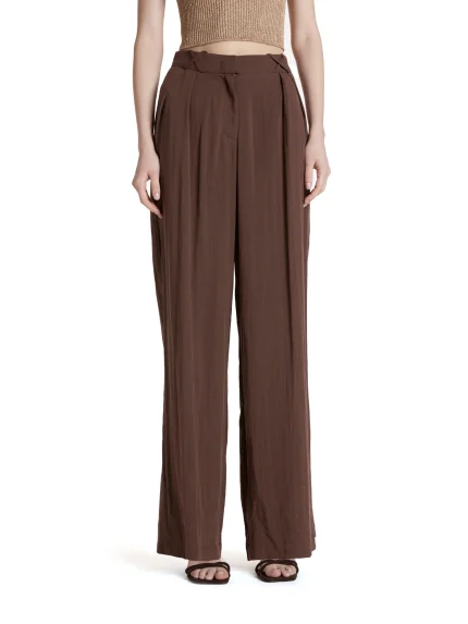 Simona Corsellini Pantalone in tela fiammata marrone