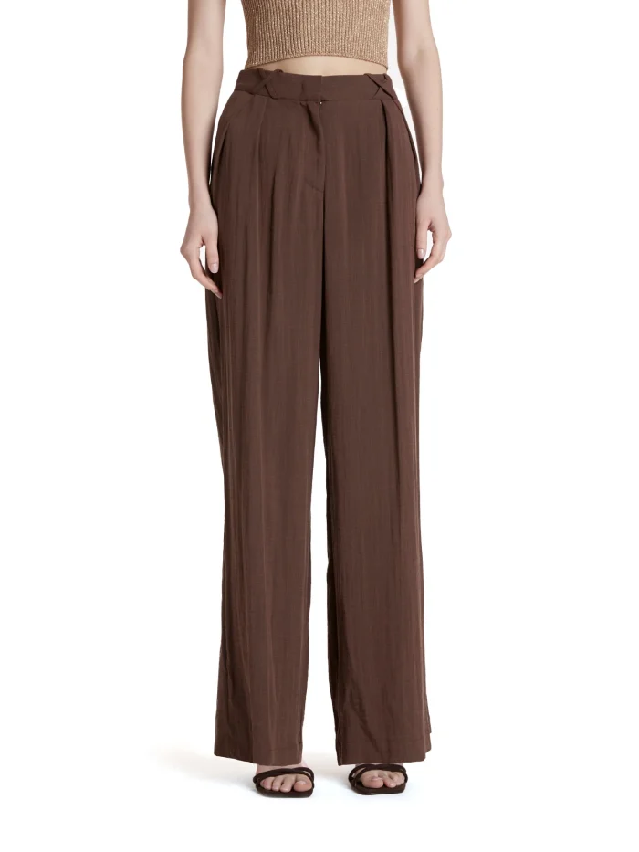 Simona Corsellini Pantalone in tela fiammata marrone