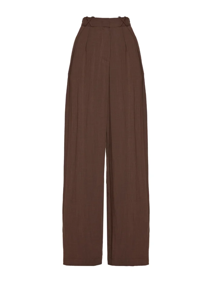 Simona Corsellini Pantalone in tela fiammata marrone