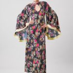 Simona Corsellini abito nero a fantasia