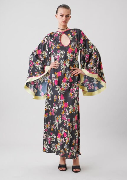 Simona Corsellini abito nero a fantasia